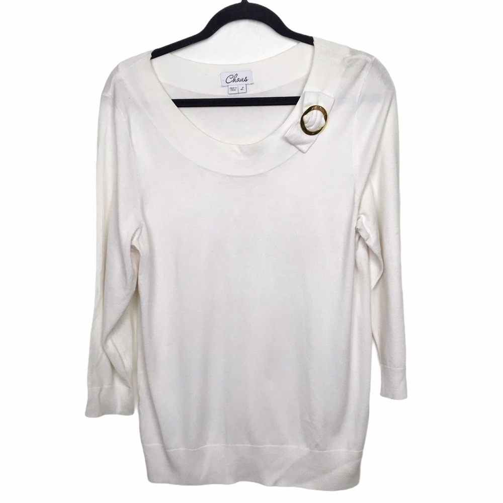 Chaus Scoop Neck Sweater with Bow Detail